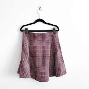 SO Mini Skirt Plaid Burgundy Black Tan Back Zip Skater A-Line Juniors Size S
